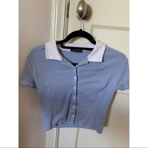 Brandy Melville striped cropped polo top